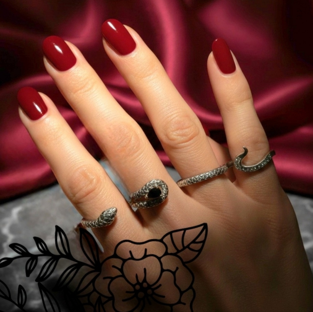 Black Spinel & Swarovski Crystal Platinum Bonded Brass Multifinger Snake Ring